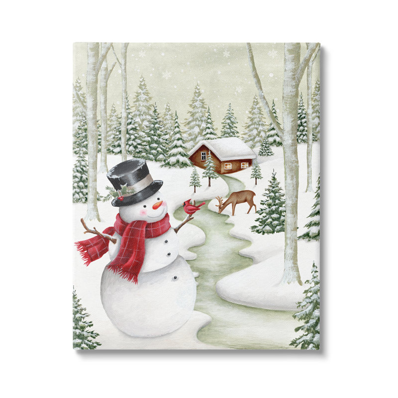 «Snowman On Snowy Path On Canvas» par Emma Leach, H 20 po x l 16 po x P 1,5 po