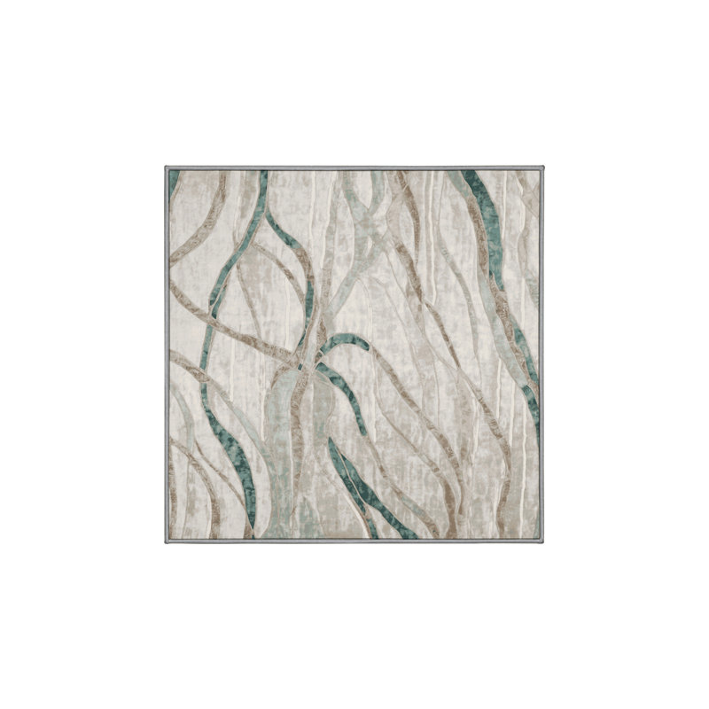 Machine Washable Gray Area Rug, Square 4'