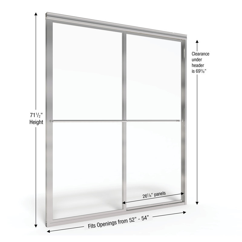 Porte de douche coulissante encadrée Deluxe 54 "x 71,5", Pluie, Nickel brossé