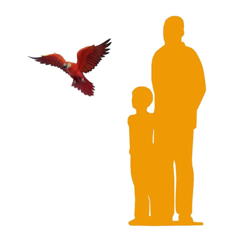 Red Flying Macaw Parrot Life Size Statue, Red/White/Yellow/Blue