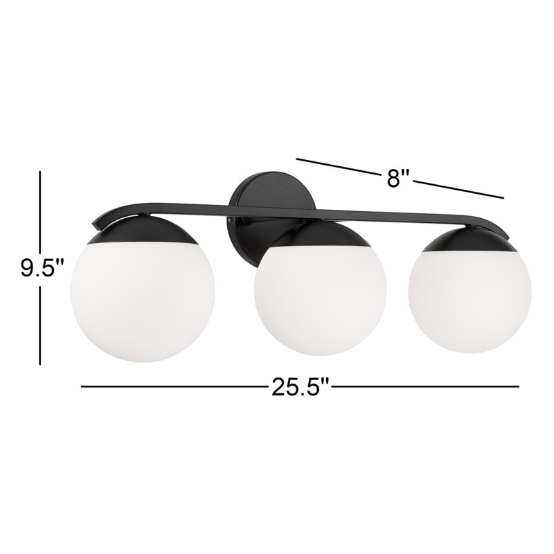 3 - Light Dimmable Vanity Light, Matte Black