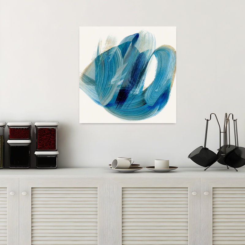 Tourbillons tourbillonnants d'harmonie bleue II, art mural contemporain abstrait, H 18 po x l 18 po