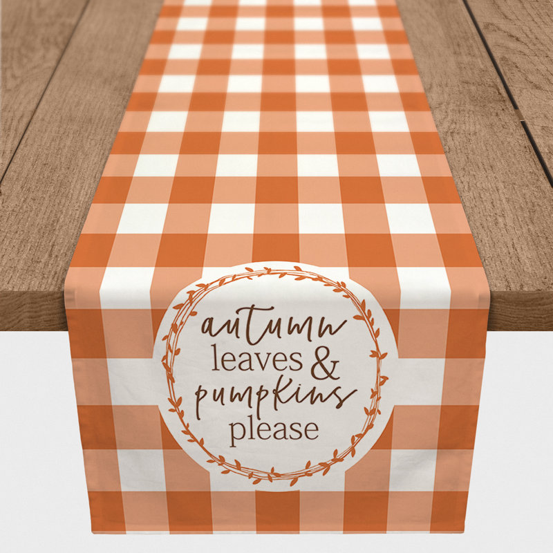 Anyan Autumn Leaves and Pumpkins Please Table Runner, 72" x 16"