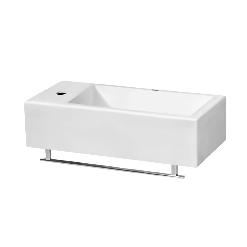 Lavabo de salle de bain rectangulaire en porcelaine vitrifiée blanche 9,875 po Whitehaus, Côté gauche