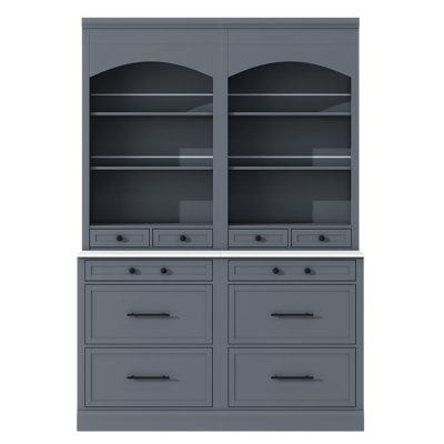 Modern 83.7Inch High Kitchen Pantry, Freestanding Tall Kitchen Hutch With Faux Marble Top,Cupboard Cabinet With 5 Storage Drawers And Adjustable Shelf
