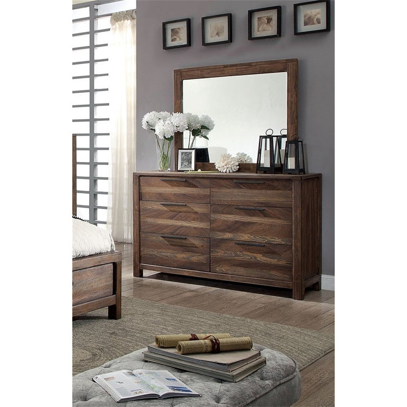 Mobilier de chambre à coucher contemporain contemporain de style rustique avec tiroirs supérieurs doublés de feutre pour commode 1 pièce