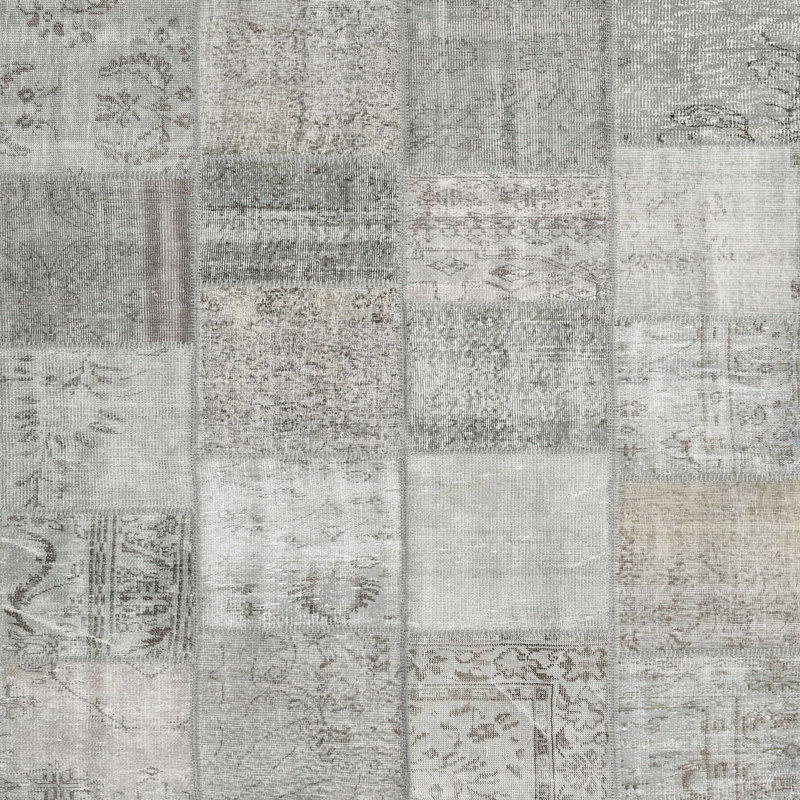 Tapis contemporain gris / beige, Carré 6 pi