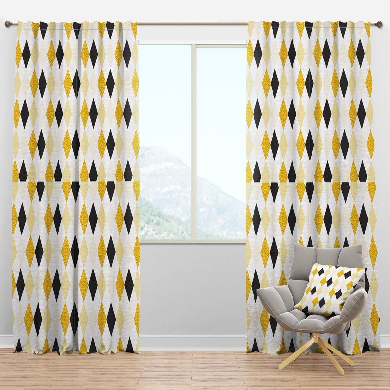 Panneau de rideau simple semi-diaphane avec passe-tringle Mid-Century Design, l 52 po x L 63 po