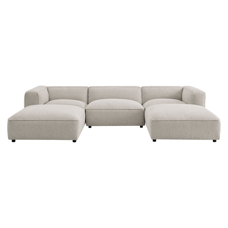 Canapé modulaire Auren 5 pièces Auren, Fog Boucle, 26.4" H x 126.7" W x 84.6" D