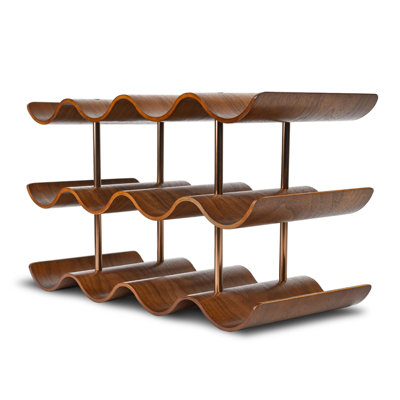 Countertop Wine Rack,12 Bottle Freestanding Wine Bottle Holder Stand,3 Tier Wooden Wine Storage Rack (Walnut) by Prep & Savour