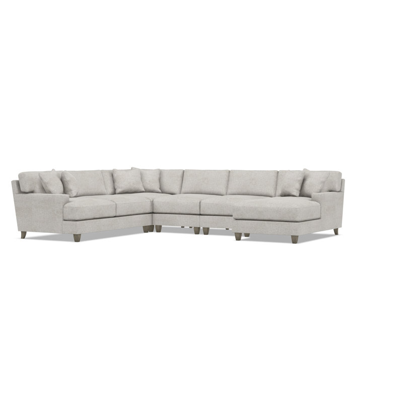 Bernhardt Mila 5-Piece Fabric Sectional, Light Gray Polyester, 33.5" H x 137" W x 107" D, Right Hand Facing