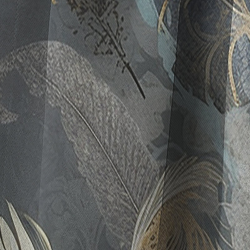 Gold Feather Extravaganza V - Rideau en plumes glamour - Rideau occultant à motif floral - 1 panneau, L 52 po x L 90 po