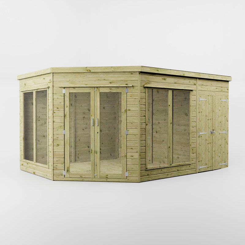 Mercia 9 x 13ft Premium Corner Summerhouse With Side Shed