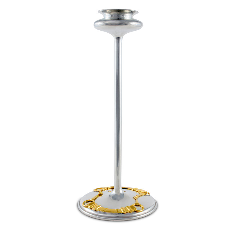 Equestrian Pewter Tabletop Candlestick, Large