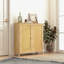 Armoire de rangement Mid-Century moderne avec portes en rotin tissé et tablettes réglables - parfaite pour le salon et la salle à manger