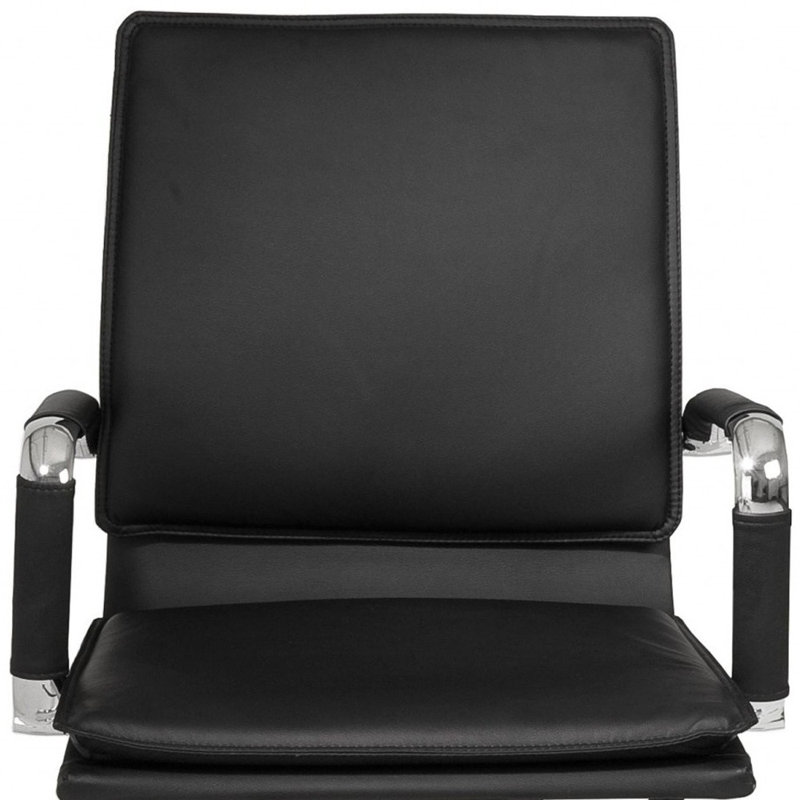 Ergonomic Swivel Office Chair with Black Leather and Chromed Steel Base
