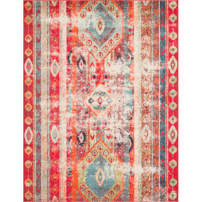 Newburyport Southwestern Area Rug, Rectangle 8' x 10', Red