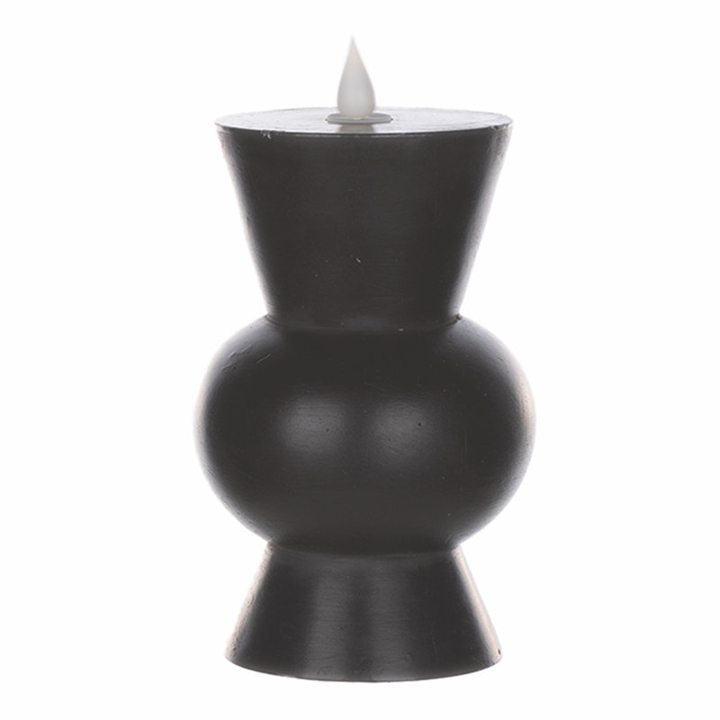 Unscented Flameless Pillar Candle, 6.75" H x 3.5" W x 3.5" D, Black