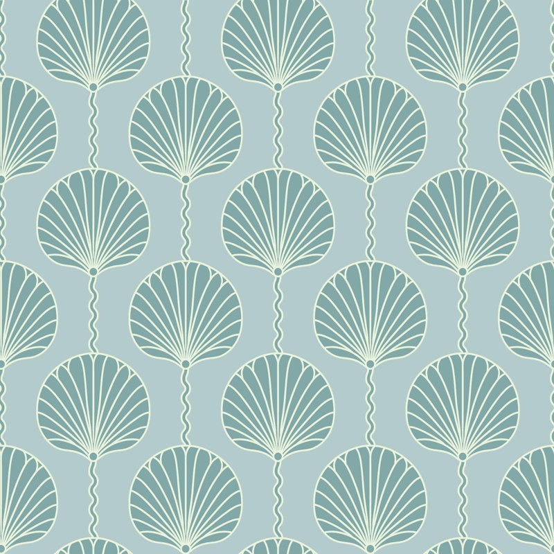 Deco Lily - Wallpaper, Teal, Faux Grasscloth