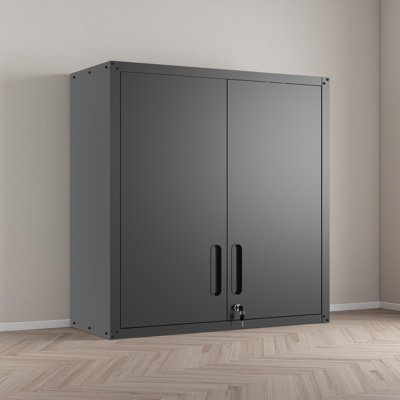 Armoire de rangement murale en métal avec porte verrouillable et 1 tablette pour garage, bureau, assemblage requis