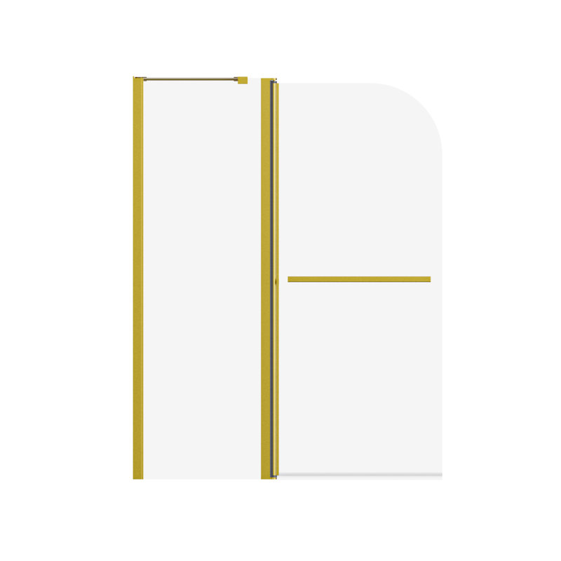 43 In. W * 58 In. H Frameless Folding Shower Doors For Bathtub, 1/4" (6Mm) Thick SGCC Tempered Glass Door, Bathroom Pivot Tub Glass Door, Brushed Gold