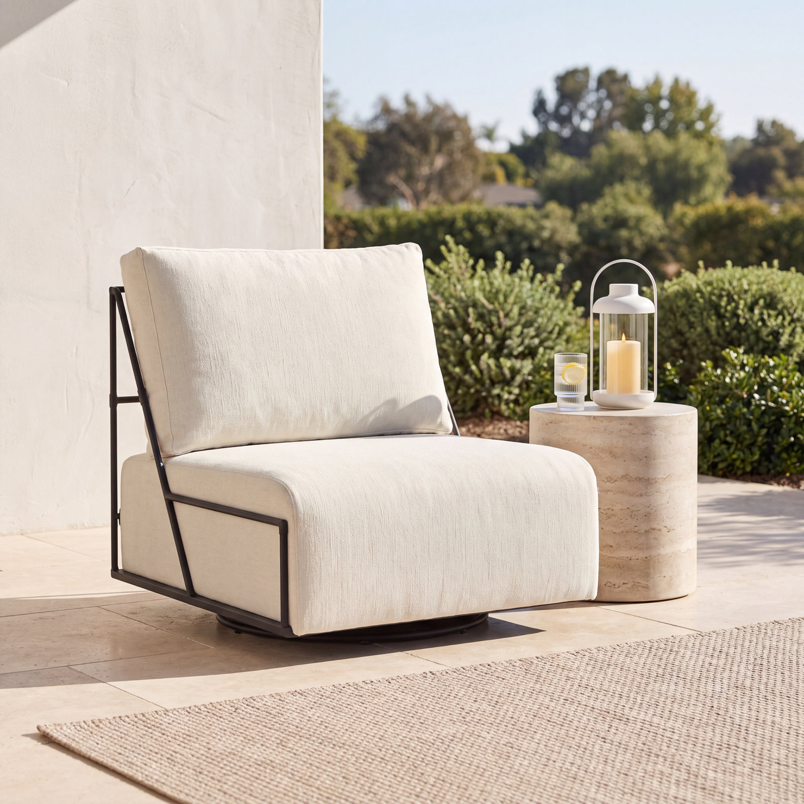 Swivel Steel Outdoor Armless Lounge Chair