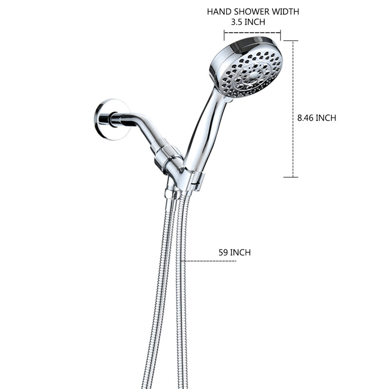 Handheld Shower Head With Hose - Finish, 2.5 Gallons Per Minute, Medical Nozzles, Massage/Jet Spray High 5 Adjustable Modes, Easy Clean, Wall Mounted