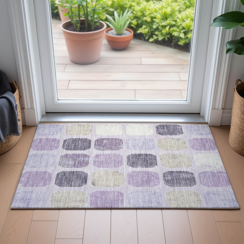Machine Washable Indoor/Outdoor Kimberlin ACN2182 Geometric Rug, Rectangle 1'8" x 2'6"