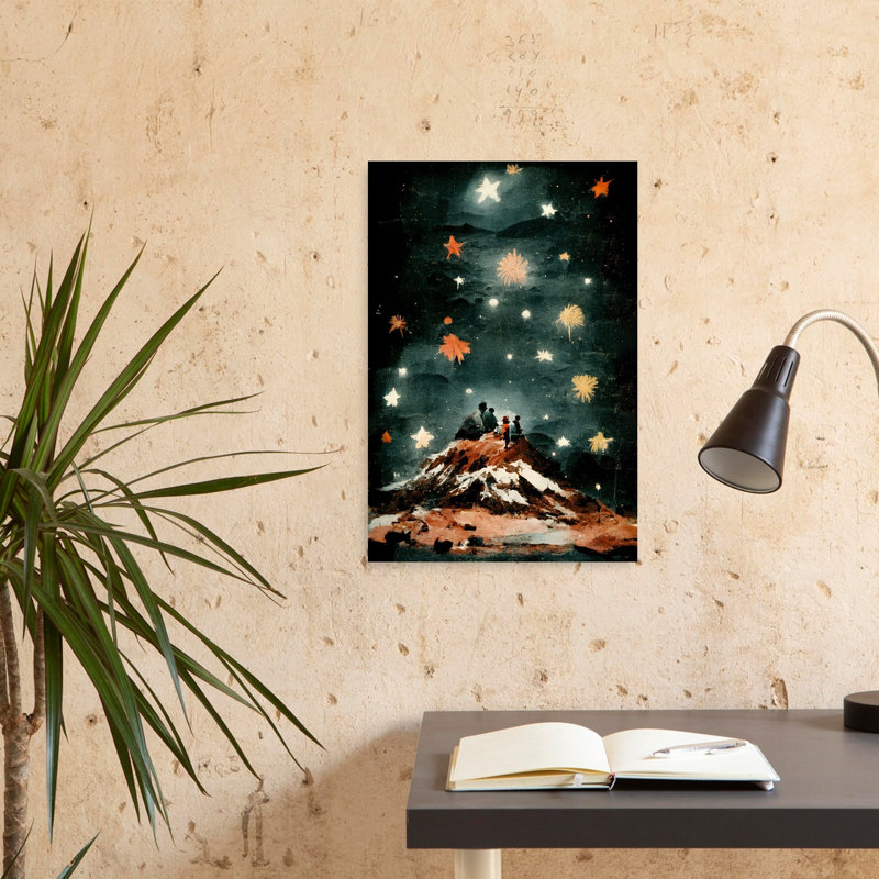 Starlit Reverie Abstract Dreamy Mystical Landscape Mountain Wall Art Print, 60.96cm H x 40.64cm W