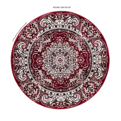 Antenore Round 120 cm x 120 cm Floral and Oriental Dhurrie Area Rug