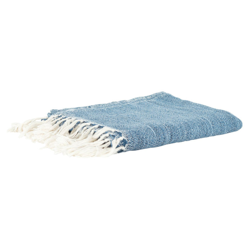 Jeté 100% polyester tissé bleu