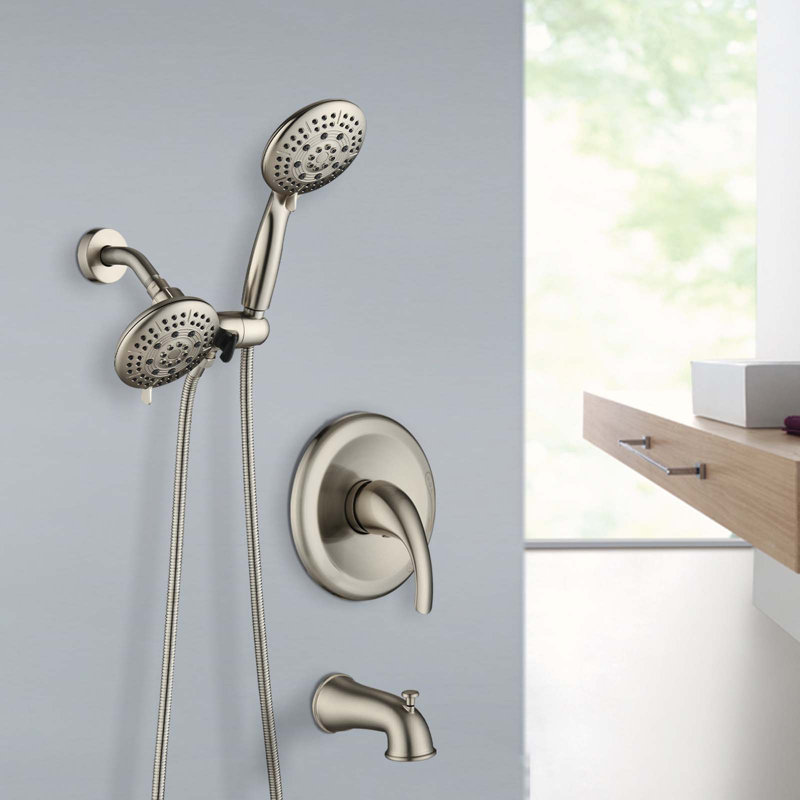 Complete Shower System with Rough in-Valve, Brushed Nickel