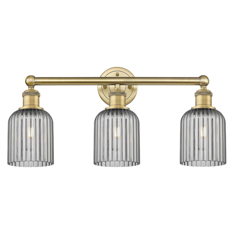Abat-jour de salle de bain 3 lumières Edison Northgate, Laiton brossé, Gris fumée