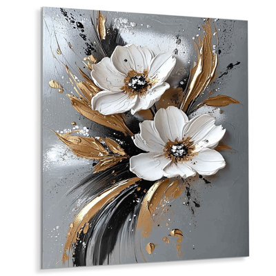 Delicate Marigolds Golden Charm II - Marigold Metal Wall Art, Traditional Metal Print
