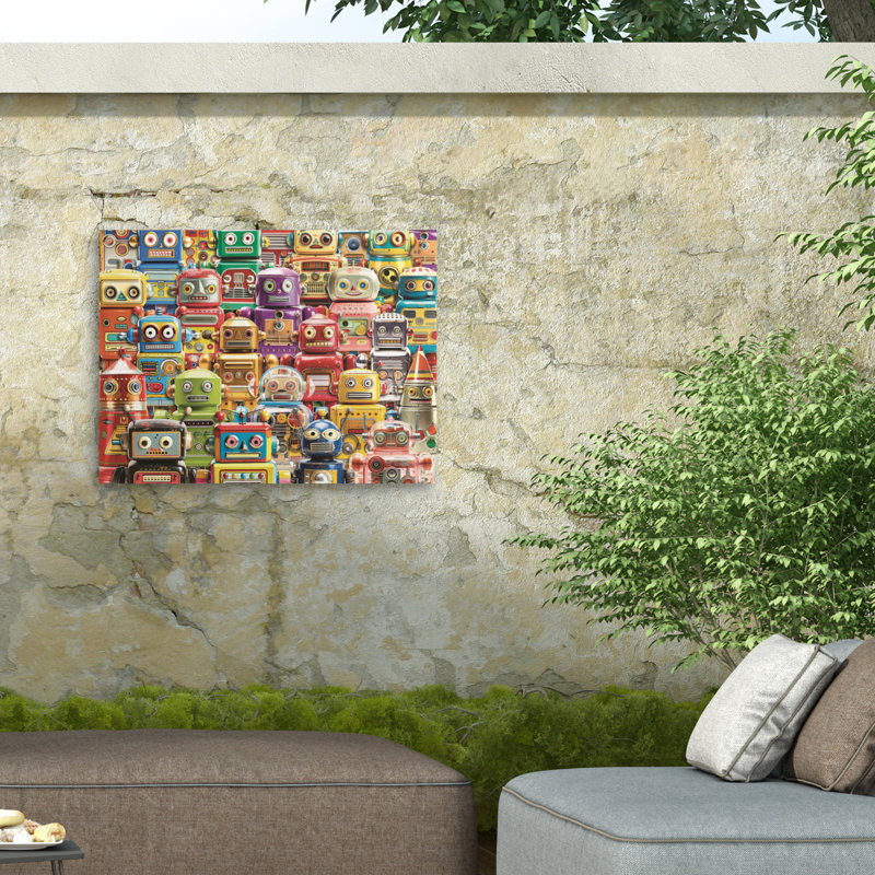 Toile pour l'extérieur Michael Robots de Michael David, H 14 po x l 19 po