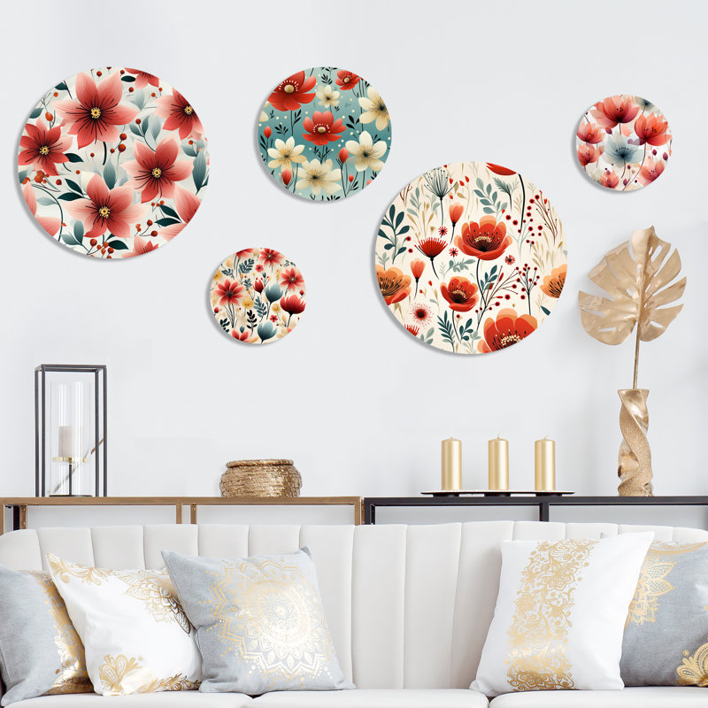 Giulia - Ensemble de 5 reproductions d'art floral
