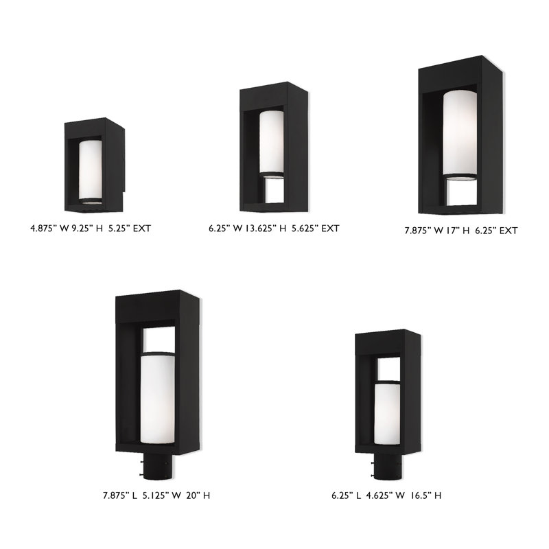 Plafonnier encastré d'extérieur Saramarie, H 17 po x l 7,875 po x P 6,25 po, Noir