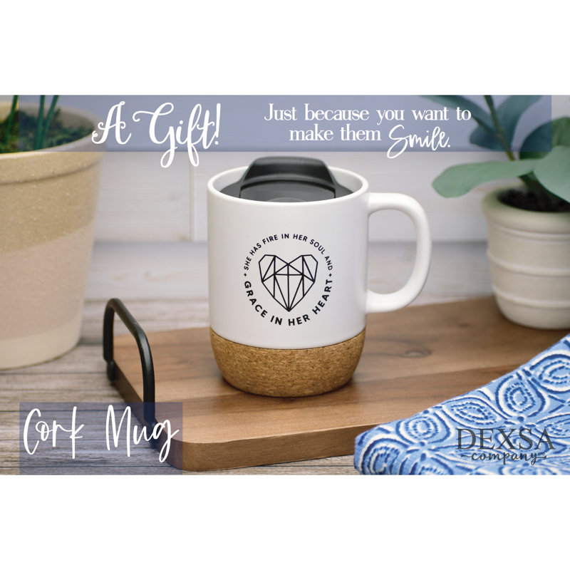 Tasse de fond en liège avec couvercle She Elle Has Fire In Her Soul - 14 oz