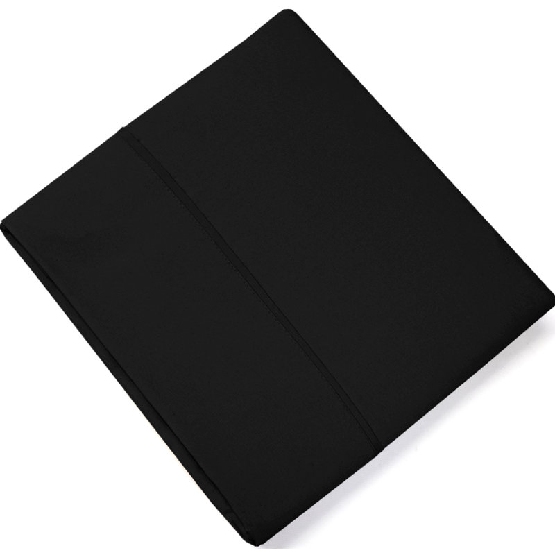 Simple drap plat / dessus seulement, microfibre ultra douce à double brossage, Noir, Drap plat pour lit simple