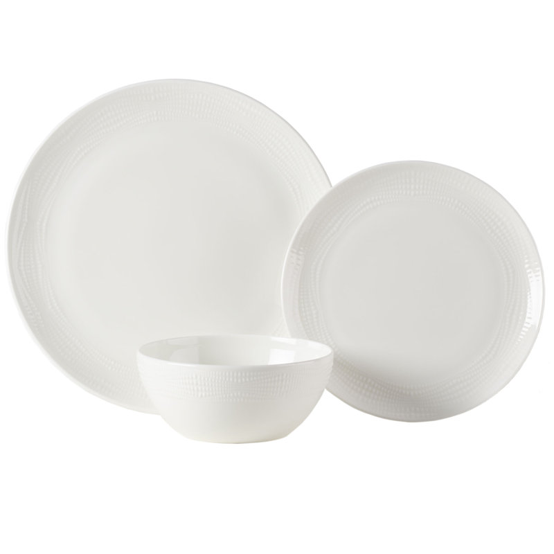 Mirabel 12-Piece Lightweight Chip-Resistant Bone China Dinnerware Set, Service for 4