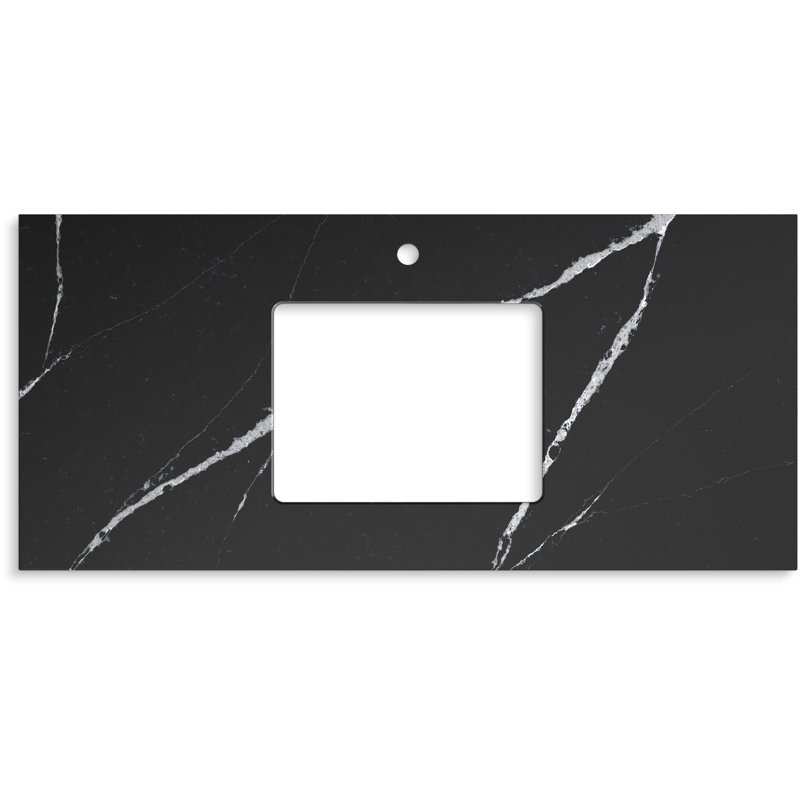 Silestone Quartz 49-In Vanity Top With Rectangle Cutout, Eternal Marquina