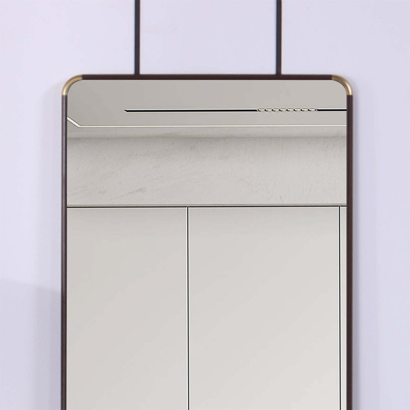 Kalianne Wood Rectangle Mirror, Walnut, 60" H x 16.5" W