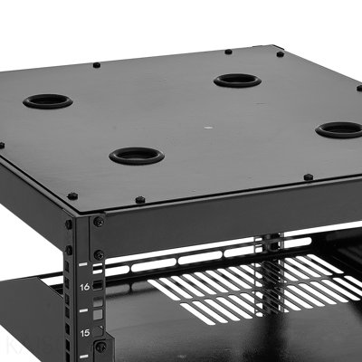16u Open Frame Network Rack, 23 In Depth, Wall Mounted Or Floor Standing Server Rack, Heavy Duty 4 Post, With Vented Shelves & Mounting Hardware, Holds All Your Networking It Equipment Av Gear