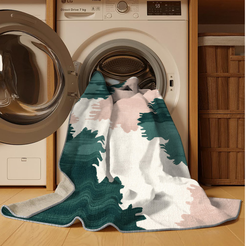 Tapis gris aquarelle lavable à la machine, Rectangle 7 pi x 9 pi