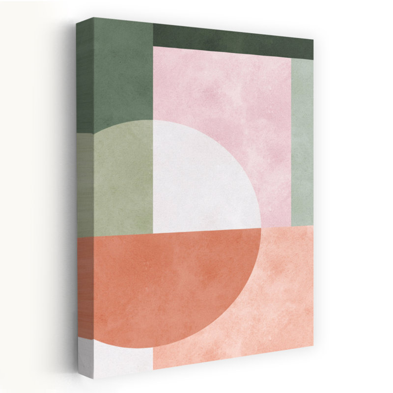 Reproduction d'art contemporain abstrait de formes géométriques discrètes, H 36 po x l 24 po