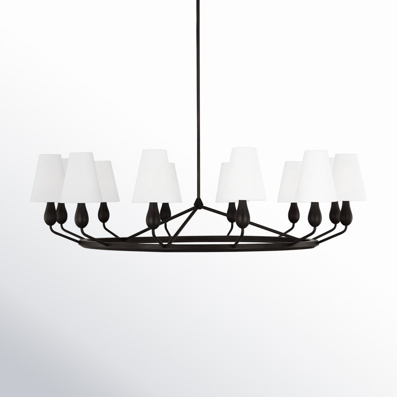 Mila 12-Light Antique Gild Metal Wagon Wheel Chandelier