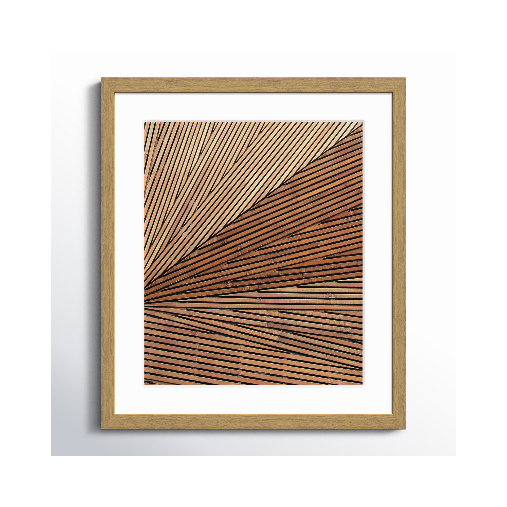 Geometric Wood Panel 1 - Picture Frame Print, Natural Wood Grain, 15" H x 13" W x 0.75" D
