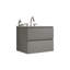 Meuble-lavabo mural 24 po avec lavabo en céramique et trois trous de robinet, grand meuble-lavabo flottant avec rangement pour salle de bain moderne, lavabo une pièce sans drain, KD