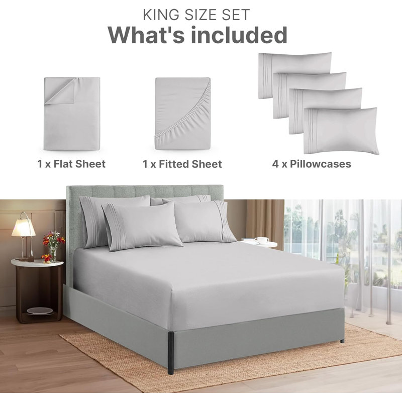 King Light Grey Microfiber Deep Pocket Sheet Set