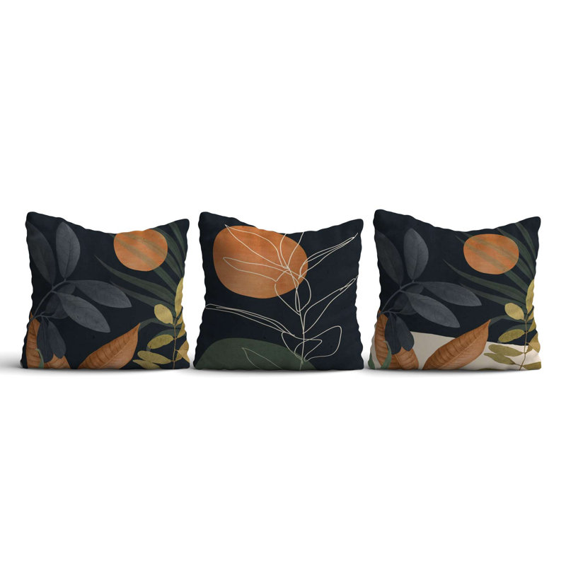 Ensemble de housse de coussin élégant (3 pièces), 16,9 x 16,9 pouces | 50% coton / 50% polyester, lavable et repassable | Parfait pour la décoration intérieure, le canapé et le salon, tissu doux et durable